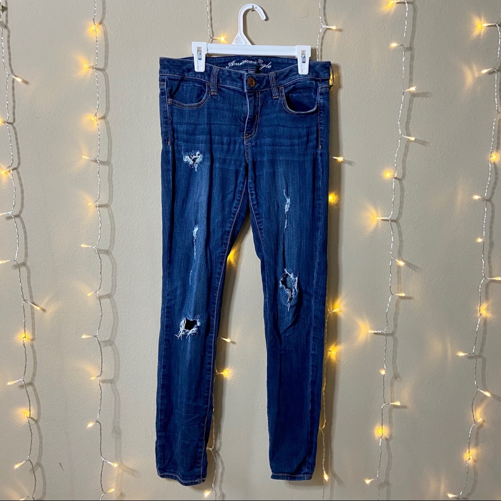 American eagle mid-rise distressed jeggings